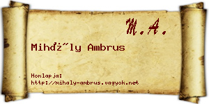 Mihály Ambrus névjegykártya